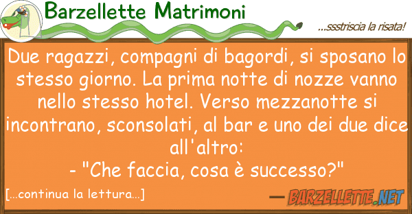 Barzellette Matrimoni due ragazzi, compagni bagordi, spo