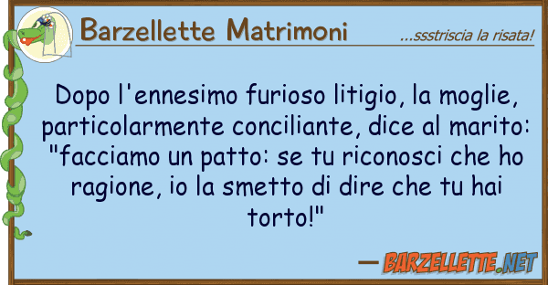 Barzellette Matrimoni dopo l'ennesimo furioso litigio, mogl