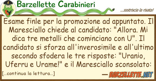 Barzellette Carabinieri esame finle promozione appunta