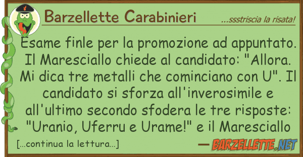 Barzellette Carabinieri esame finle promozione appunta