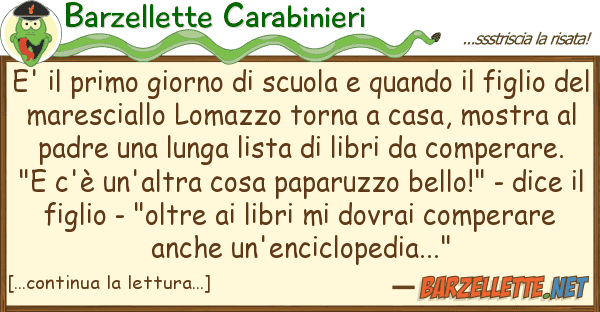 Barzellette Carabinieri e' primo giorno scuola quando