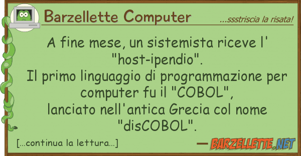 Barzellette Computer fine mese, sistemista riceve l' "ho