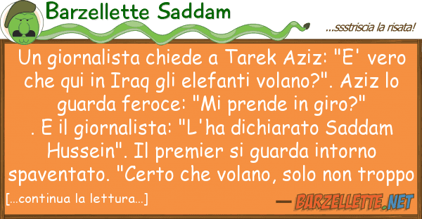 Barzellette Saddam giornalista chiede tarek aziz: "e'