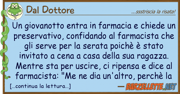 Dal Dottore giovanotto entra farmacia chiede