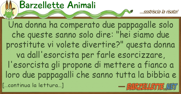Barzellette Animali donna ha comperato due pappagalle so