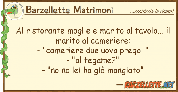 Barzellette Matrimoni ristorante moglie marito tavolo.