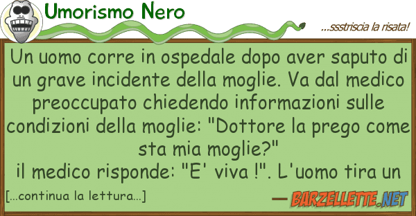 Umorismo Nero uomo corre ospedale dopo aver sapu