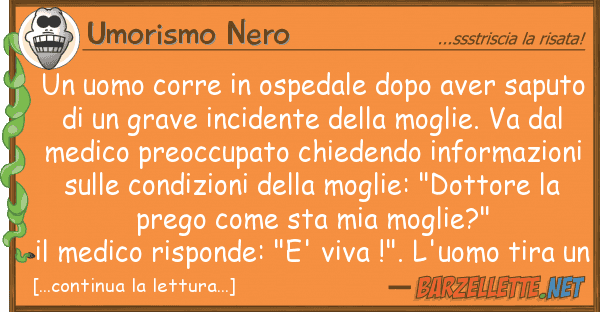 Umorismo Nero uomo corre ospedale dopo aver sapu
