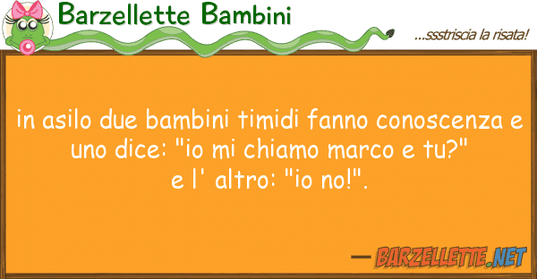 Barzellette Bambini asilo due bambini timidi fanno conosc