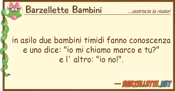 Barzellette Bambini asilo due bambini timidi fanno conosc