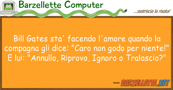Barzellette Computer bill gates sta' facendo l'amore quando