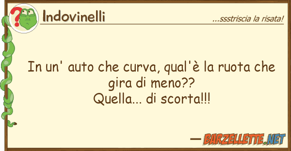 Indovinelli un' auto curva, qual'è ruota