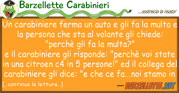 Barzellette Carabinieri carabiniere ferma auto fa