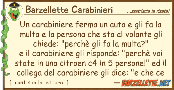 Barzellette Carabinieri carabiniere ferma auto fa