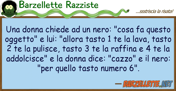 Barzellette Razziste donna chiede nero: "cosa fa qu
