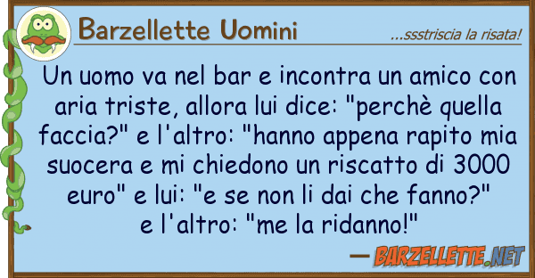 Barzellette Uomini uomo va bar incontra amico