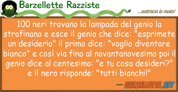 Barzellette Razziste 100 neri trovano lampada genio