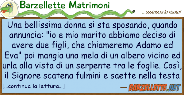 Barzellette Matrimoni bellissima donna sta sposando, qu