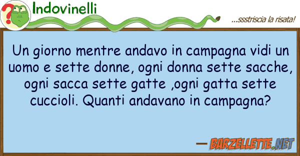 Indovinelli giorno mentre andavo campagna vidi