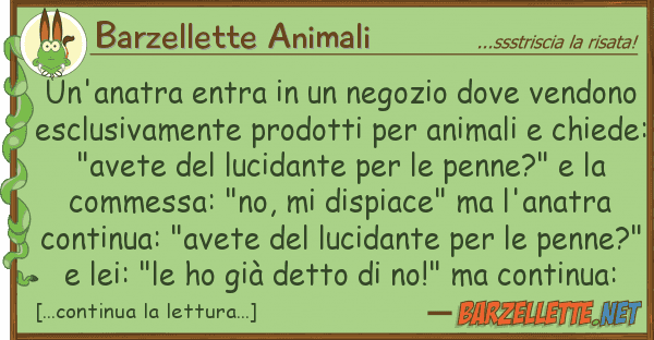 Barzellette Animali un'anatra entra negozio vendo