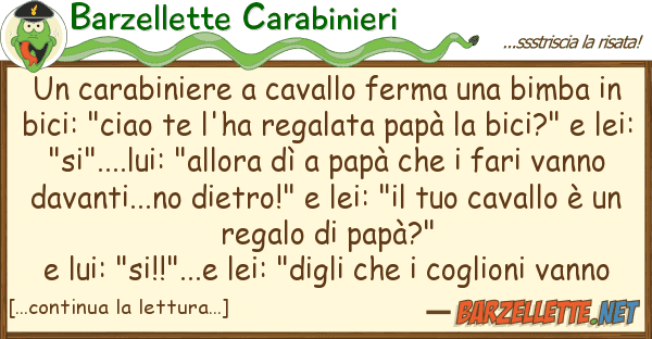Barzellette Carabinieri carabiniere cavallo ferma bimba