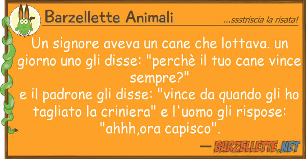 Barzellette Animali signore aveva cane lottava.