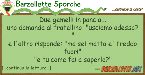 Barzellette Sporche due gemelli pancia... uno domanda