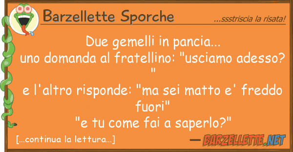 Barzellette Sporche due gemelli pancia... uno domanda
