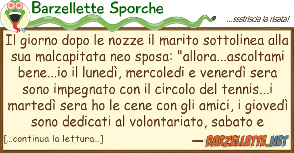 Barzellette Sporche giorno dopo nozze marito sottol