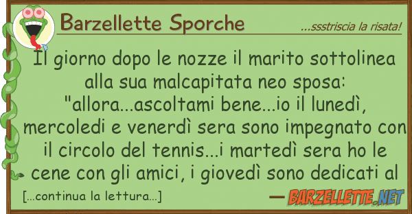 Barzellette Sporche giorno dopo nozze marito sottol