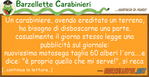 Barzellette Carabinieri carabiniere, avendo ereditato terr
