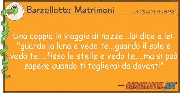 Barzellette Matrimoni coppia viaggio nozze...lui dic