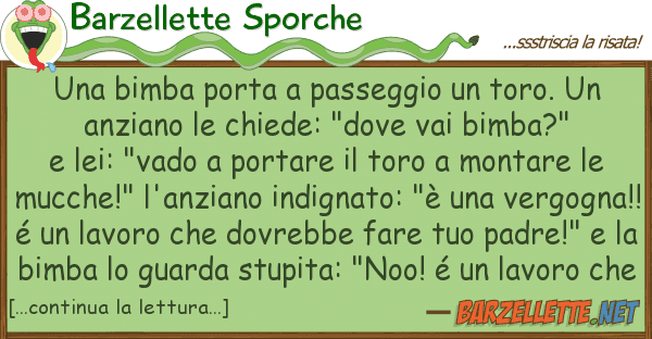 Barzellette Sporche bimba porta passeggio toro.
