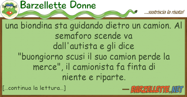 Barzellette Donne biondina sta guidando dietro cami