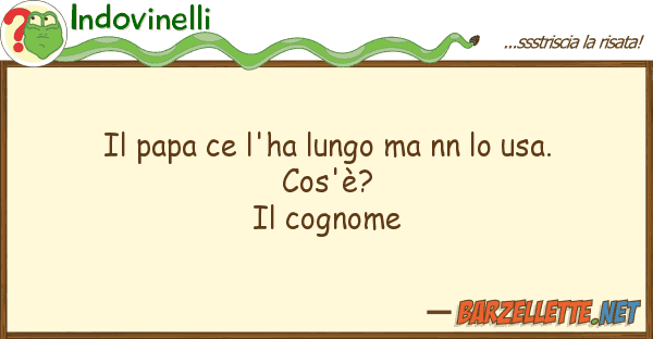 Indovinelli papa ce l'ha lungo nn usa. cos
