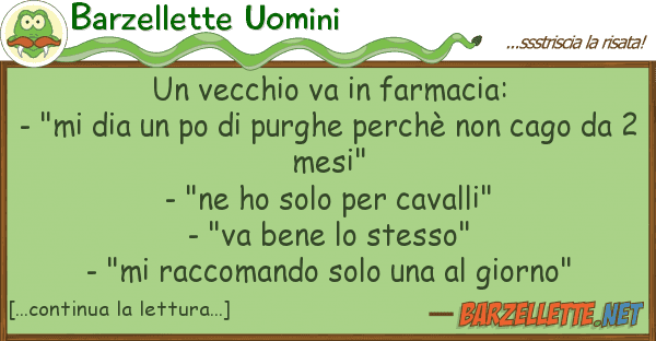 Barzellette Uomini vecchio va farmacia: - "mi dia