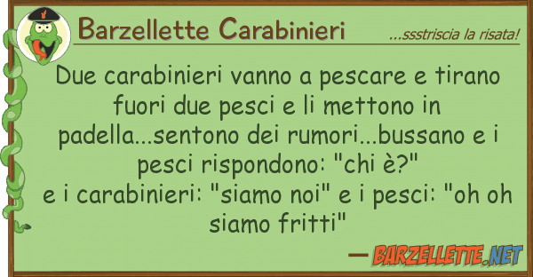 Barzellette Carabinieri due carabinieri vanno pescare tirano