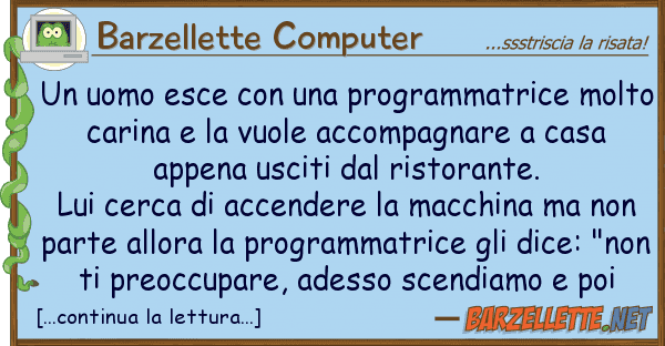 Barzellette Computer uomo esce programmatrice molt