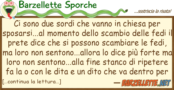 Barzellette Sporche sono due sordi vanno chiesa pe