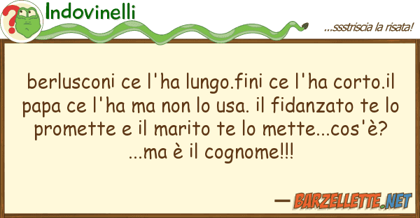 Indovinelli berlusconi ce l'ha lungo.fini ce l'ha co
