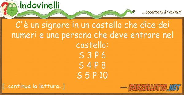 Indovinelli c'è signore castello dice