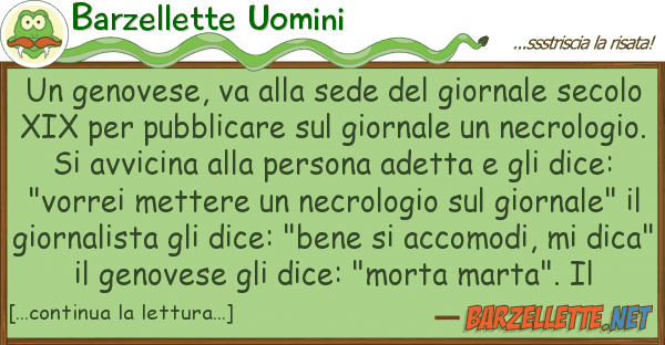 Barzellette Uomini genovese, va sede giornale s