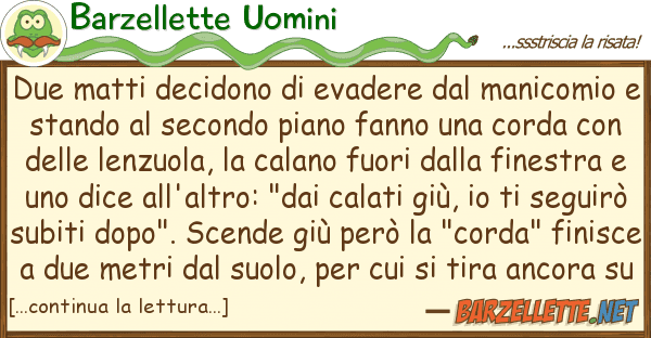 Barzellette Uomini due matti decidono evadere manico