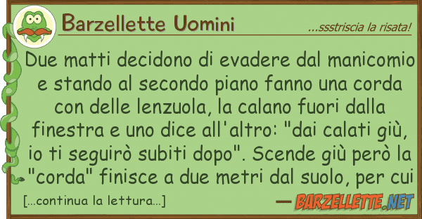 Barzellette Uomini due matti decidono evadere manico