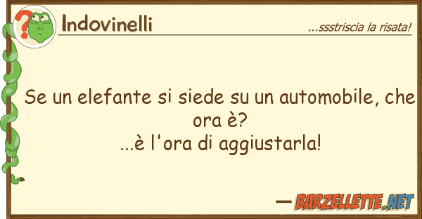 Indovinelli elefante siede automobile