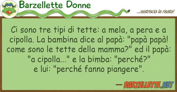Barzellette Donne sono tre tipi tette: mela,